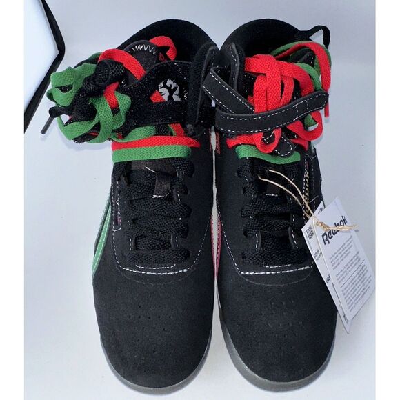 Reebok Freestyle Hi-Top‎ Sneakers Human Rights,  Women Size 8 HQ4141 Black NEW - Picture 4 of 7